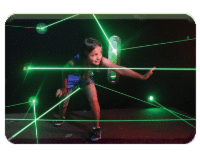 girl playing in the laser maze