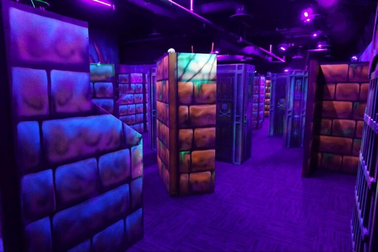 Walls to hide behind during laser tag at monster mini golf.
