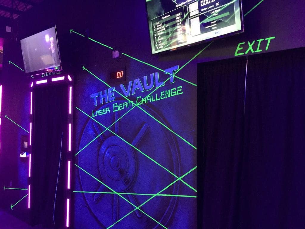 The entrance to "The Vault," a laser beam challenge at Monster Mini Golf.