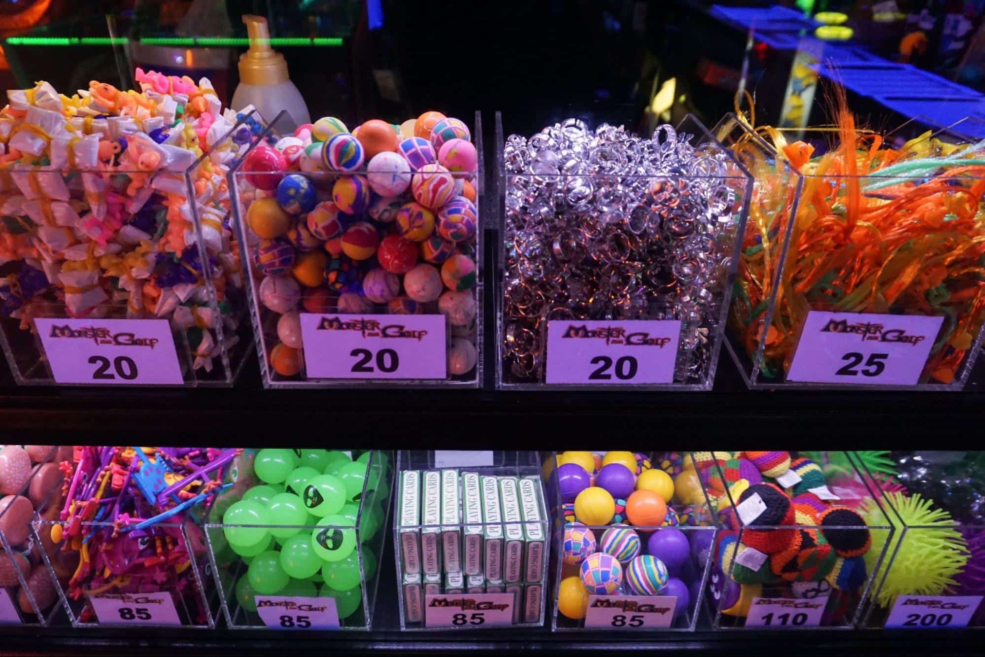 Prize buckets at monster mini golf denver