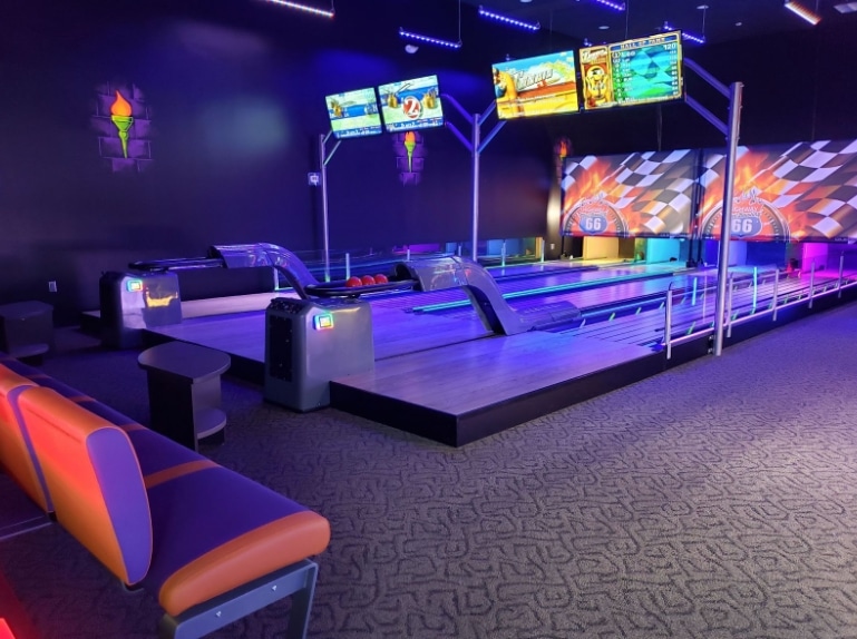 Bowling at monster mini golf