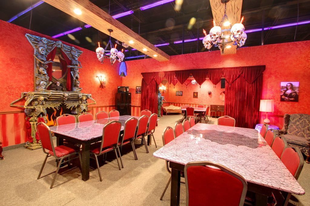 A private haunted mansion event room at monster mini golf.