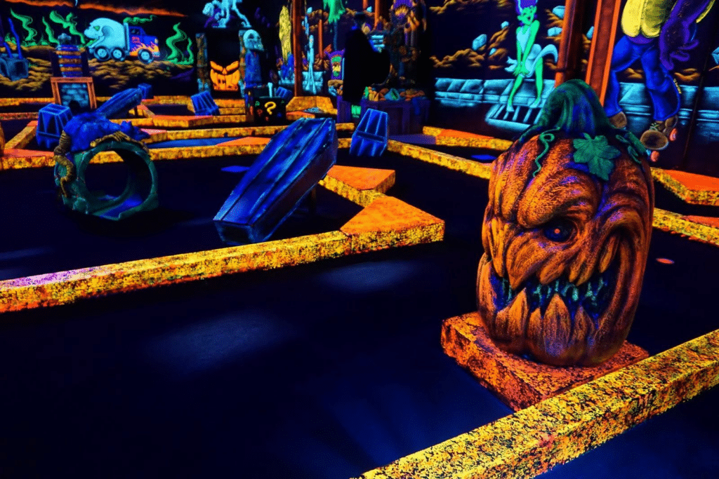 Neon decorations at a Monster Mini Golf location.