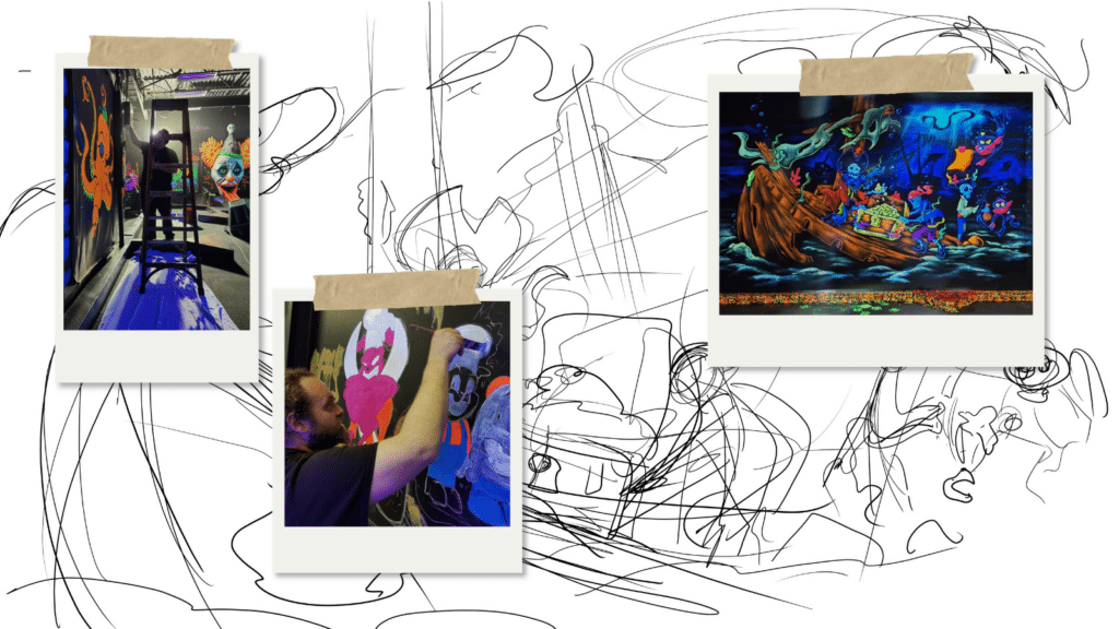 Art That Glows: Meet The Brothers Who Bring Monster Mini Golf To Life 5 Mmg painting. Sketch